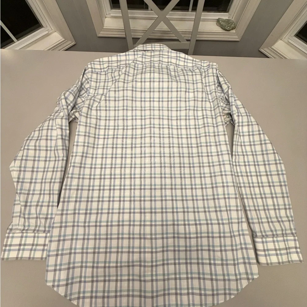 Banana Republic Men's Checkered Shirt - Blue, White,‎ and Gray